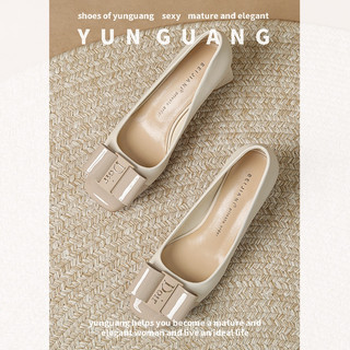 Giày Búp Bê Mũi Vuông Gót Dày Đính Nơ Bằng Da Cừu Thời Trang Mùa Thu Hàng Mới Dành Cho Bạn Nữ
