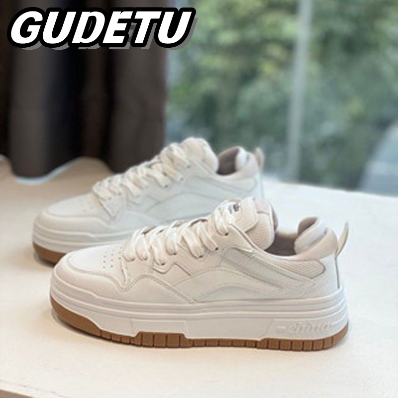 GUDETUGiày Thể Thao Trắng Đế Dày Thời Trang Năng Động Dép Bánh Mì Đế Mềm Cao 3cm Chống Trượt Cho Nữ Giày Thể Thao Thời Trang Năng Động Cho Nữ Giày Búp Bê Dễ Thương Cho Nữ