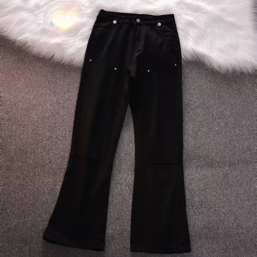 Quần ống loe jean phong cách Hàn Quốc quần jean ôm lưng cao unisex  quần jean đen nam denim Cao Cấp skinny jean nam