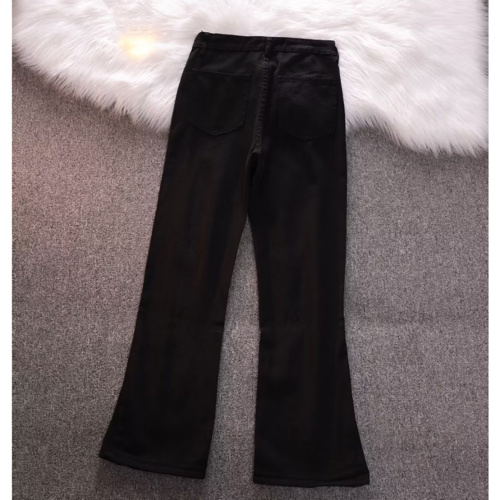 Quần ống loe jean phong cách Hàn Quốc quần jean ôm lưng cao unisex  quần jean đen nam denim Cao Cấp skinny jean nam