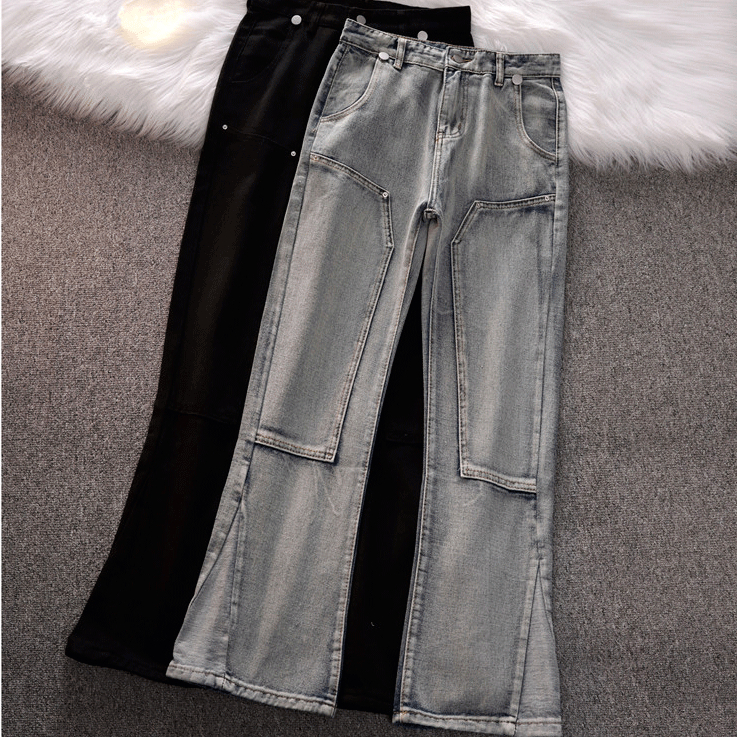 Quần ống loe jean phong cách Hàn Quốc quần jean ôm lưng cao unisex  quần jean đen nam denim Cao Cấp skinny jean nam