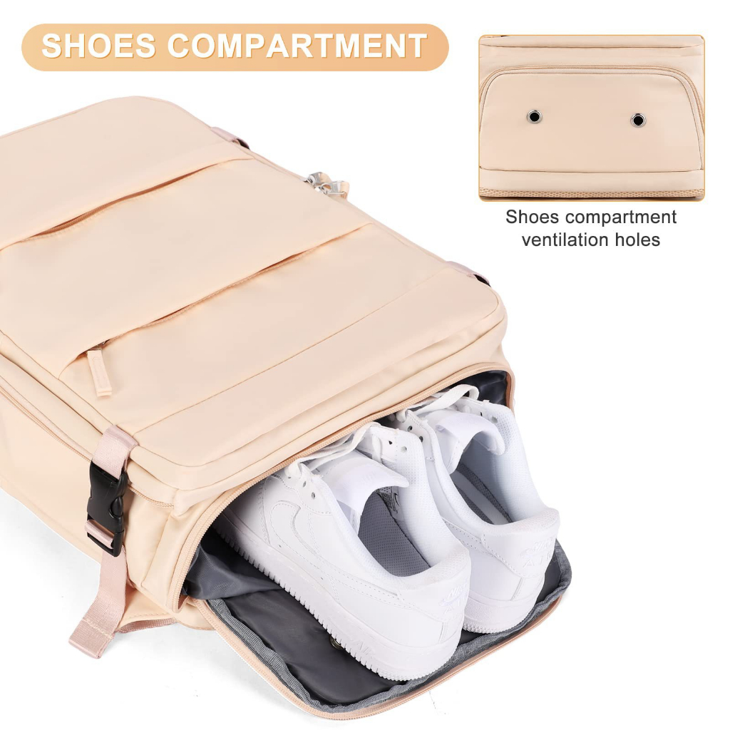 COD Balo du lịch nữ chống thấm nước 35L ba lô đựng laptop 15.6 inch Có ngăn đựng giày balo quần áo