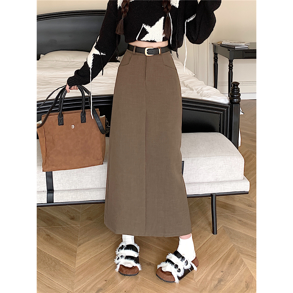 Xiaozhainv Chân Váy Chữ a Lưng Cao Phong Cách Hàn Quốc Thanh Lịch Dành Cho Nữ