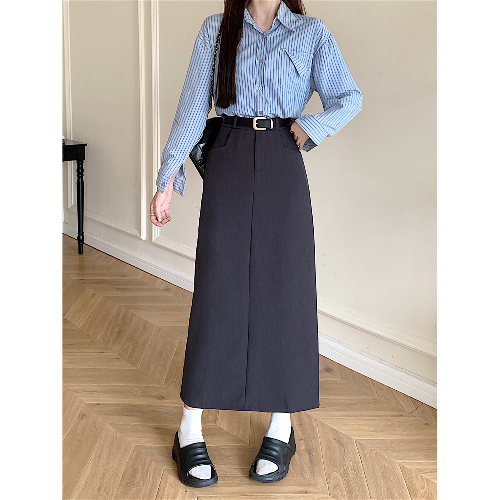 Xiaozhainv Chân Váy Chữ a Lưng Cao Phong Cách Hàn Quốc Thanh Lịch Dành Cho Nữ
