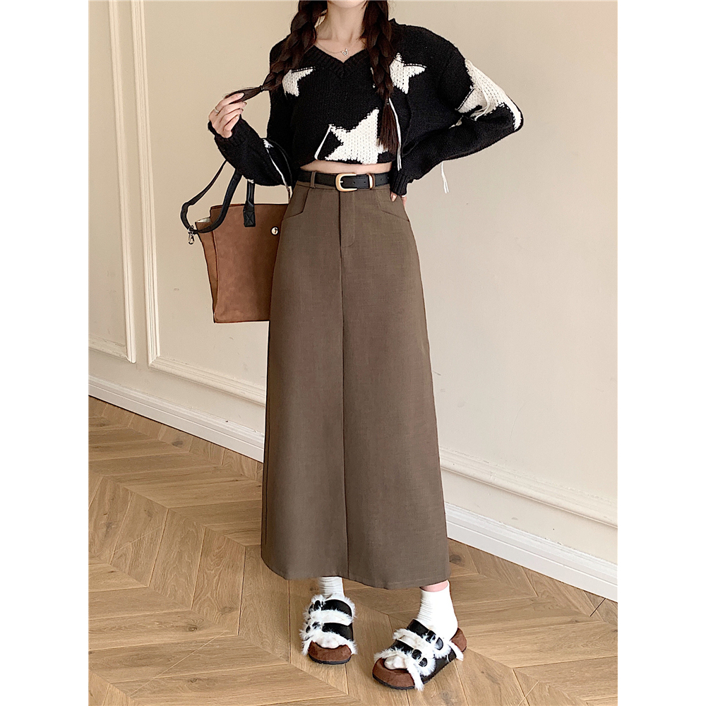 Xiaozhainv Chân Váy Chữ a Lưng Cao Phong Cách Hàn Quốc Thanh Lịch Dành Cho Nữ