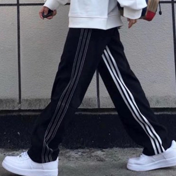 Sinransinya Quần Dài Thể Thao Nam Dáng Rộng Kẻ Sọc Thời Trang