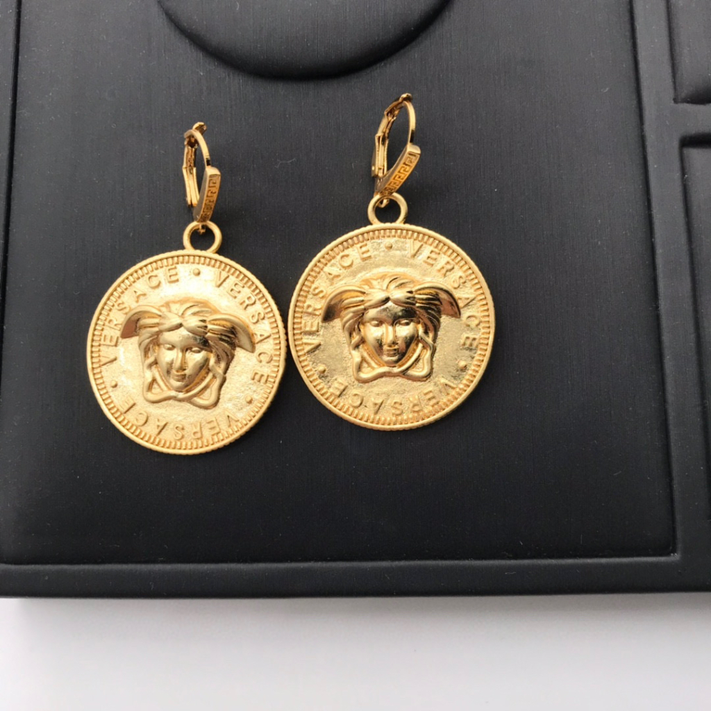 Versace Bông Tai Tròn Phong Cách vintage Thời Trang Dành Cho Nữ