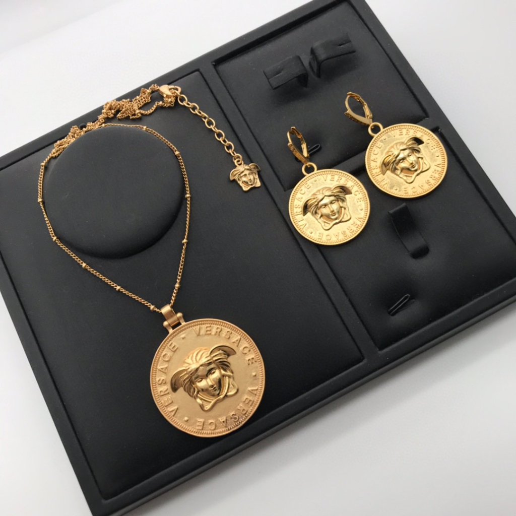 Versace Bông Tai Tròn Phong Cách vintage Thời Trang Dành Cho Nữ