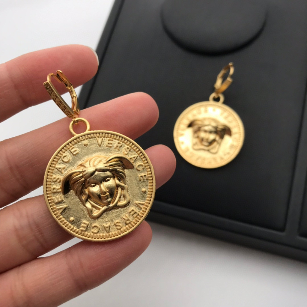 Versace Bông Tai Tròn Phong Cách vintage Thời Trang Dành Cho Nữ