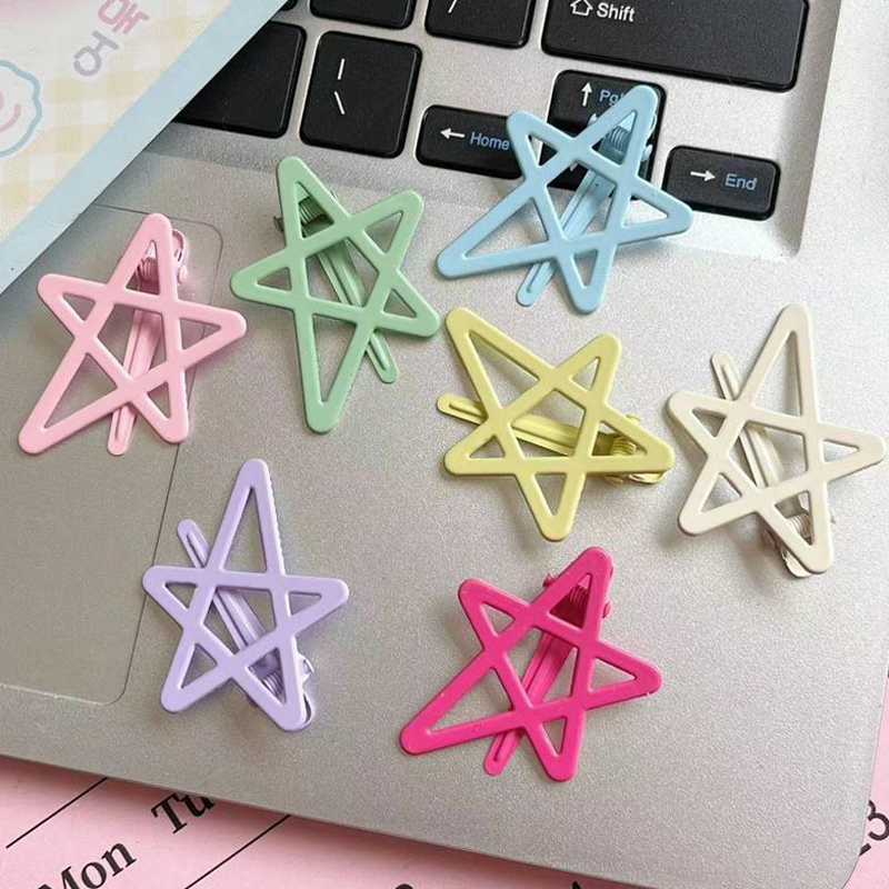 Miumiua🔮Kẹp Tóc Ngôi Sao Dopamine Năm Cánh Màu Sắc Ngọt Ngào Đơn Giản