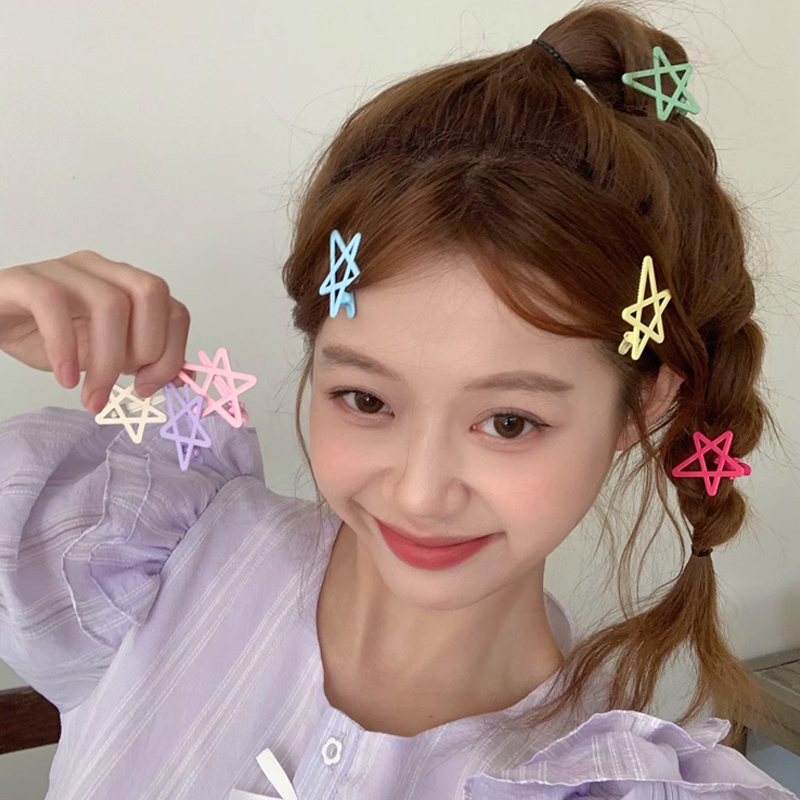 Miumiua🔮Kẹp Tóc Ngôi Sao Dopamine Năm Cánh Màu Sắc Ngọt Ngào Đơn Giản