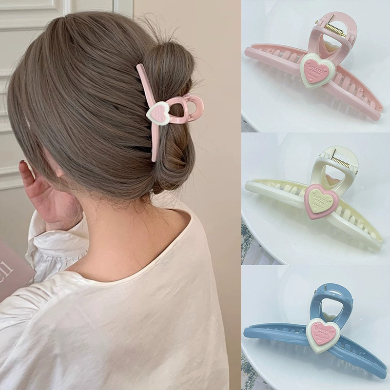 Miumiua🔮Kẹp Tóc Hình Cá Mập Màu Hồng In Chữ Thiết Kế Đơn Giản Xinh Xắn Cho Nữ 2024