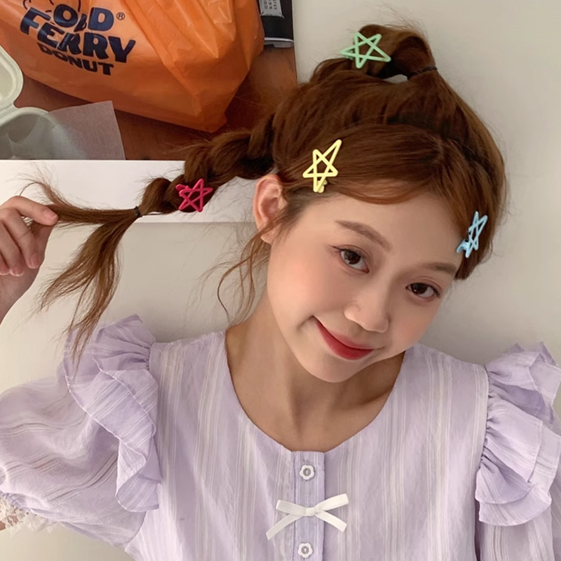 Miumiua🔮Kẹp Tóc Ngôi Sao Dopamine Năm Cánh Màu Sắc Ngọt Ngào Đơn Giản