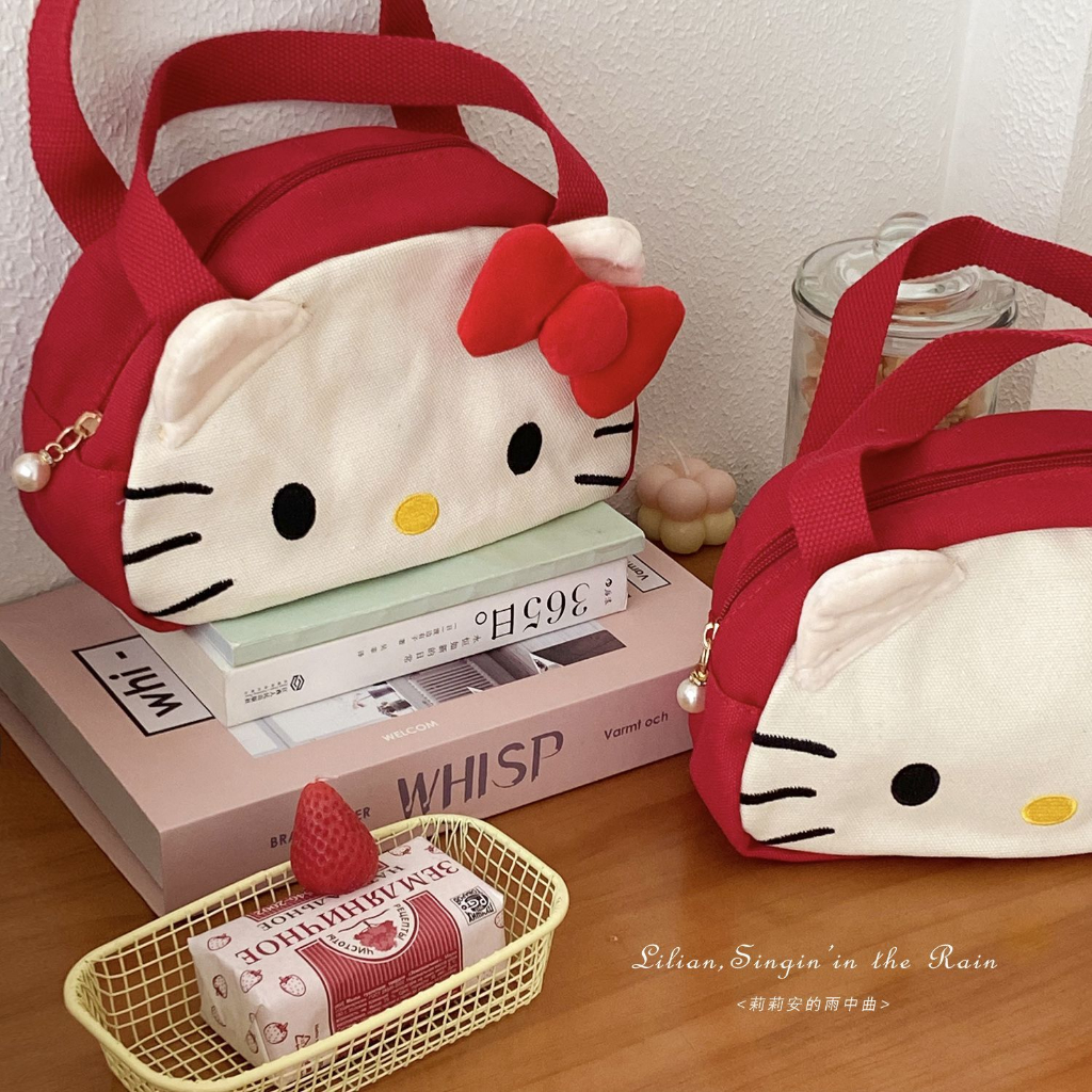 Hoạt Hình Túi Đựng Mỹ Phẩm Chăm Sóc Da Họa Tiết Hello Kitty Phong Cách Nhật Bản