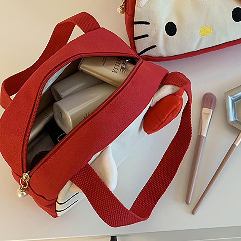 Hoạt Hình Túi Đựng Mỹ Phẩm Chăm Sóc Da Họa Tiết Hello Kitty Phong Cách Nhật Bản