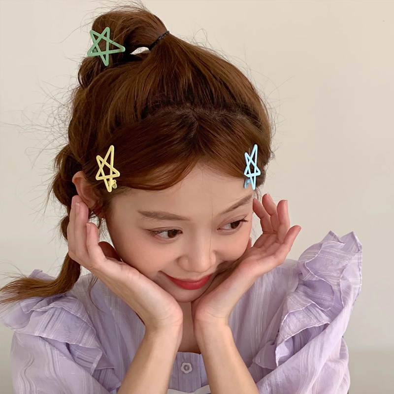 Miumiua🔮Kẹp Tóc Ngôi Sao Dopamine Năm Cánh Màu Sắc Ngọt Ngào Đơn Giản