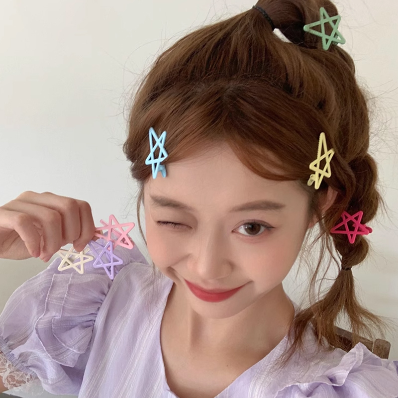 Miumiua🔮Kẹp Tóc Ngôi Sao Dopamine Năm Cánh Màu Sắc Ngọt Ngào Đơn Giản