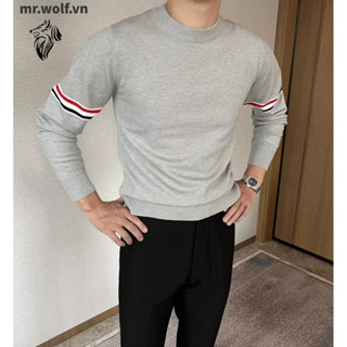 Simple Màu Đặc Áo Sweater Nam Cổ Tròn Nam Dáng Rộng Phối Rách Phong Cách Hàn Quốc Thời Trang Thu Đông Cho Cặp Đôi Áo Len Nam