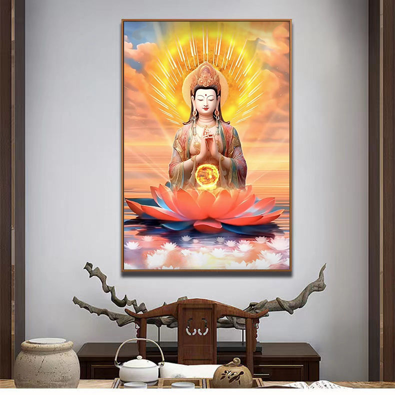 369|Quán Âm 40*50cm tranh tô màu theo số tranh phật a di đà tranh số hoá phật tranh số hóa tranh tô màu số hoá tranh sơn dầu số  sơn acrylic  Tranh tô số hoá