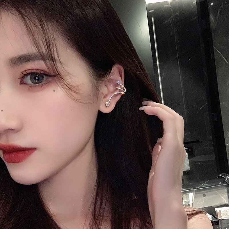 Bông Tai Mạ Bạc 925 Hình Rắn Đính Kim Cương Giả Thời Trang Hàn Quốc Cho Nữ