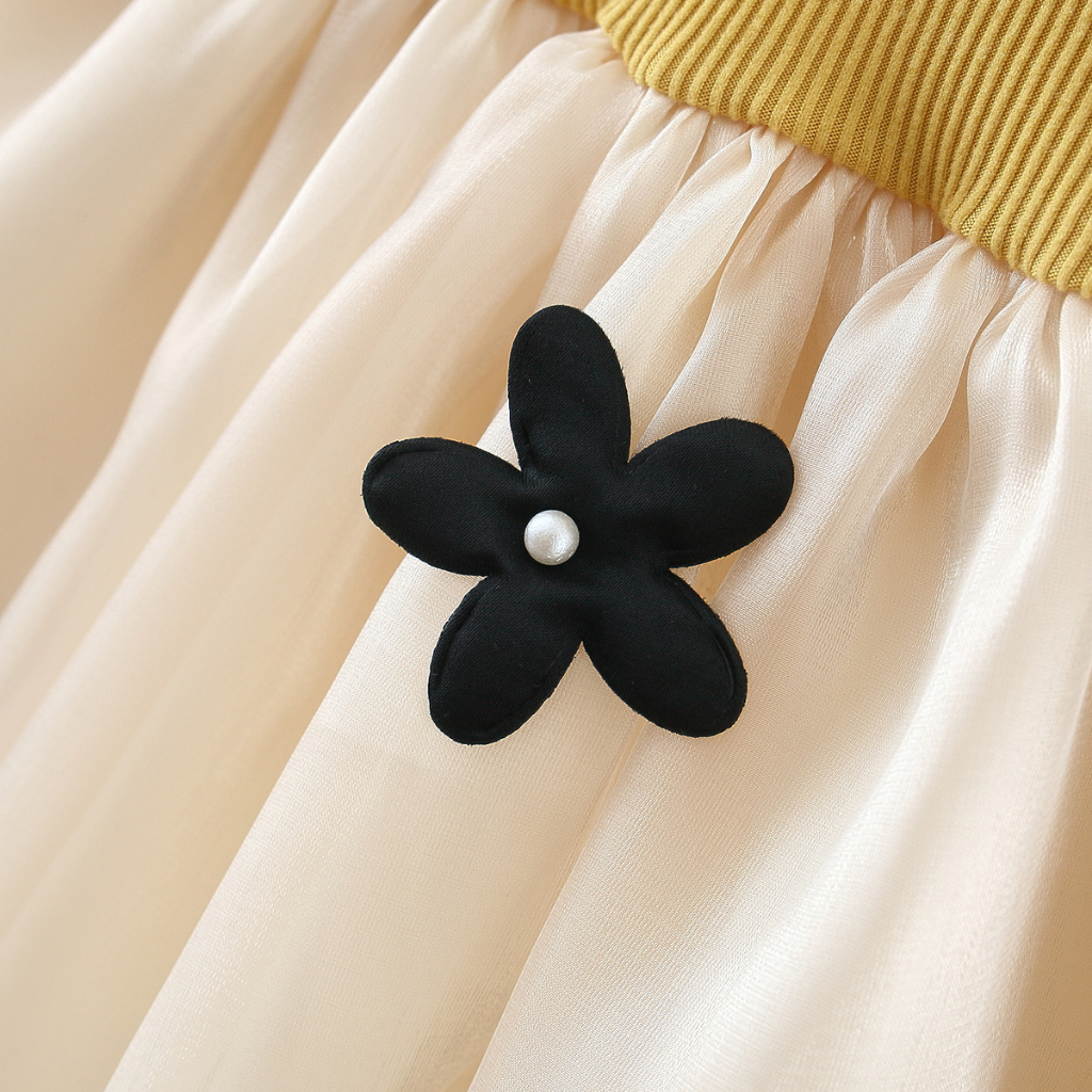 Đầm Công Chúa Tay Dài Họa Tiết Hoa Đơn Giản Thời Trang Xuân Thu 2023 Phong Cách Hàn Quốc Cho Bé Gái 0-3 Tuổi