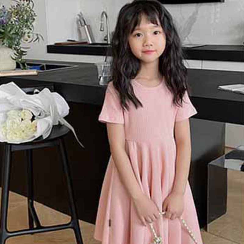 Đầm cotton Tay Ngắn Màu Sắc Ngọt Ngào Thời Trang Mùa Hè Cho Bé Gái