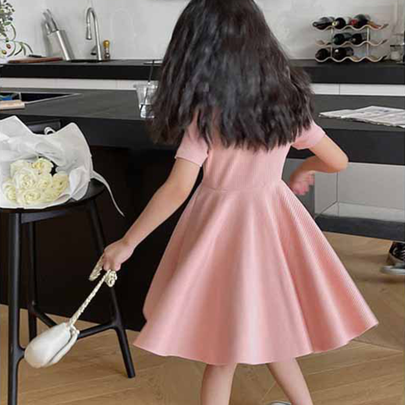 Đầm cotton Tay Ngắn Màu Sắc Ngọt Ngào Thời Trang Mùa Hè Cho Bé Gái