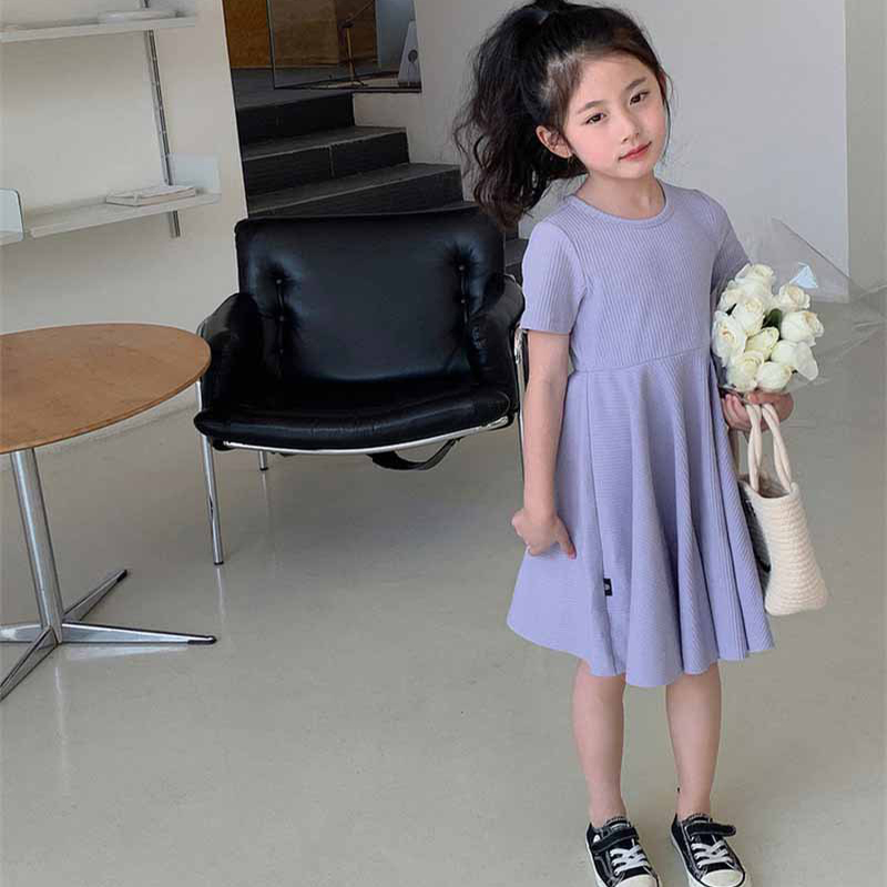 Đầm cotton Tay Ngắn Màu Sắc Ngọt Ngào Thời Trang Mùa Hè Cho Bé Gái