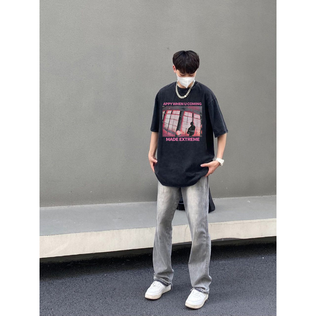 Áo Thun cotton Tay Ngắn Cổ Tròn Dáng Rộng In Hình Quả Lê Thời Trang