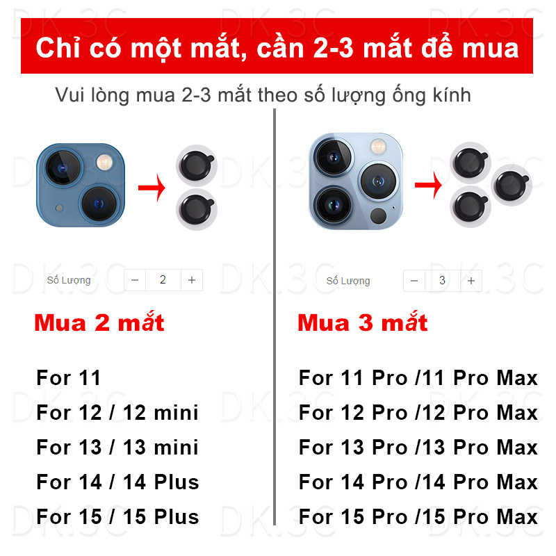 Kính Cường Lực Dạ Quang Bảo Vệ Camera Cho iPhone 11 12 13 14 15 Pro Max 14