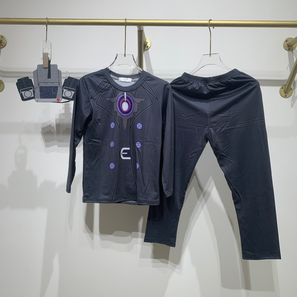 Skibidi Bộ Đồ Hóa Trang toilet Cho Bé Trai Gồm Áo Thun Ngắn Tay + Quần short + Mặt Nạ Hóa Trang Kinh Dị