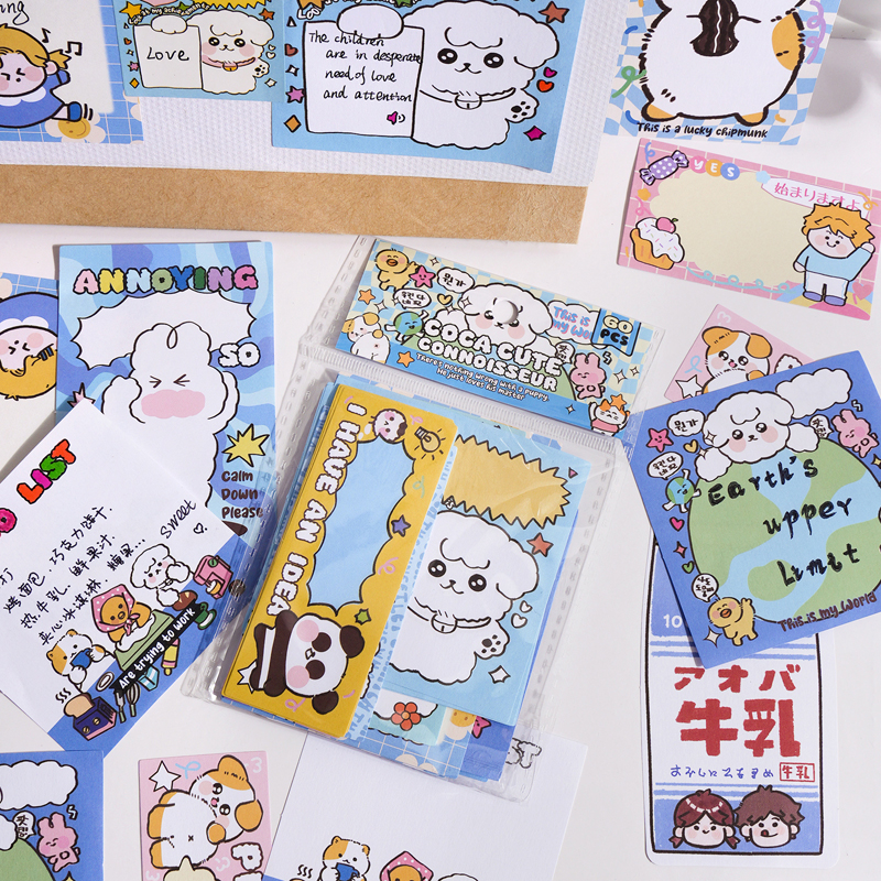 Mr. Paper 60 vé/túi Giấy ghi chú Phim hoạt hình dễ thương Biên giới thỏ Lưu ý bất thường Bàn tay DIY sáng tạo Nhật ký Khung nền Vật liệu trang trí Giấy thông báo