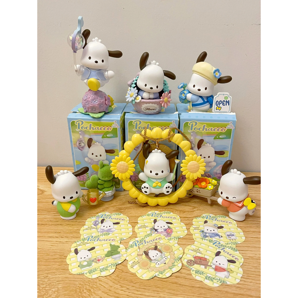 Sanrio Mô Hình miniso x miniso pochacco 6 Kiểu Dáng + 1 Hộp Bí Mật