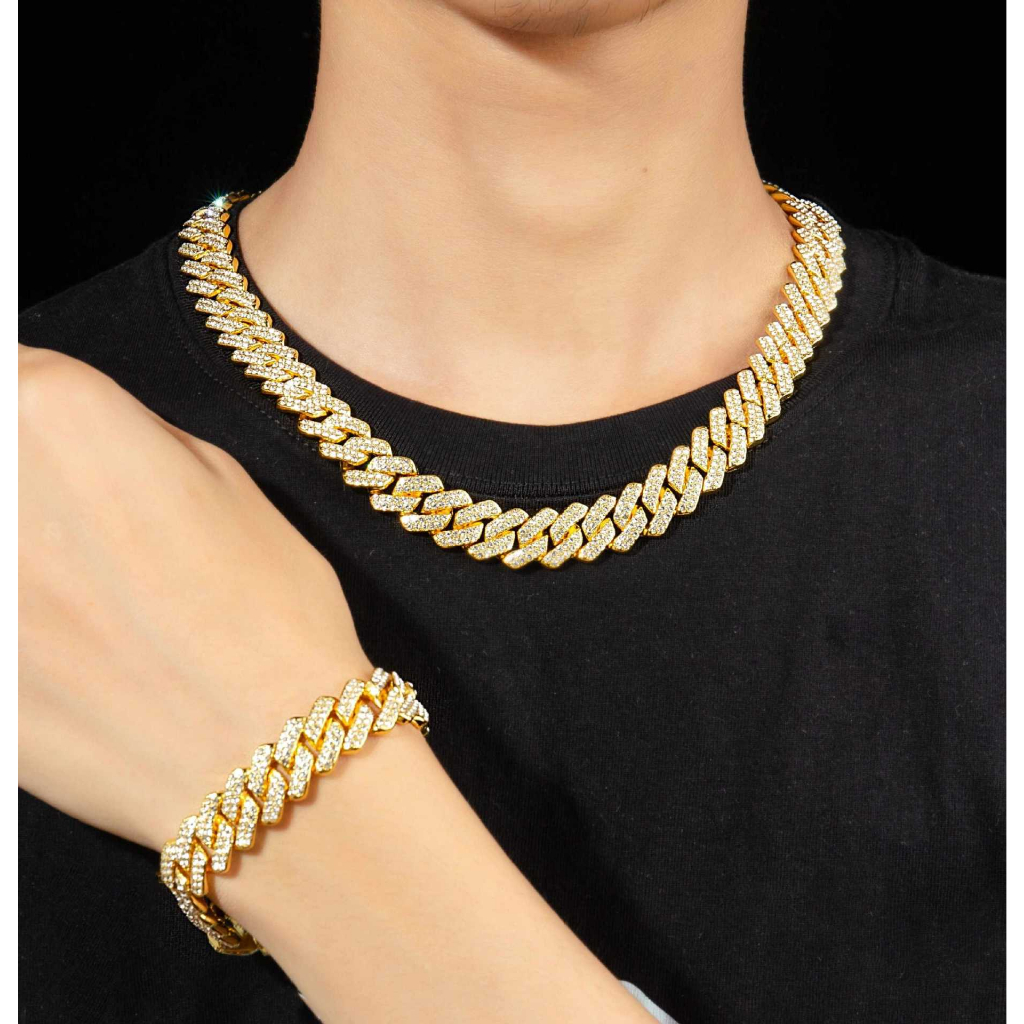 Dây Chuyền Hip Hop 13MM Đính Đá CZ Lấp Lánh Cho Nam