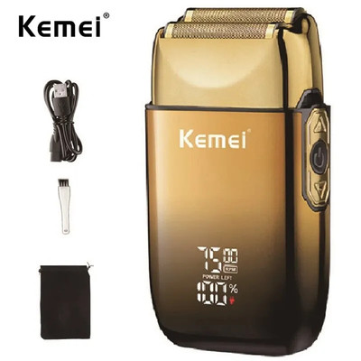 Máy cạo râu điện KEMEI không dây sạc USB màn hình LCD tiện dụng cho nam