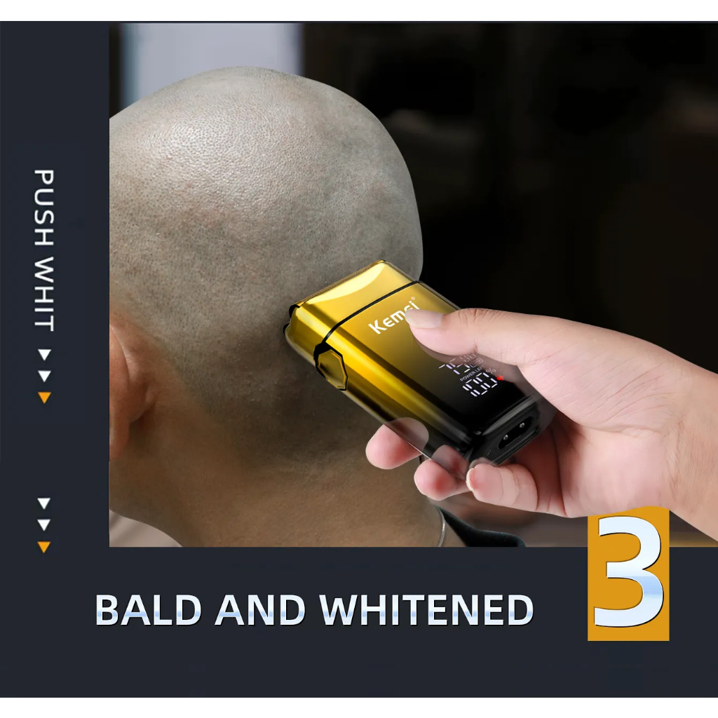 Máy cạo râu điện KEMEI không dây sạc USB màn hình LCD tiện dụng cho nam