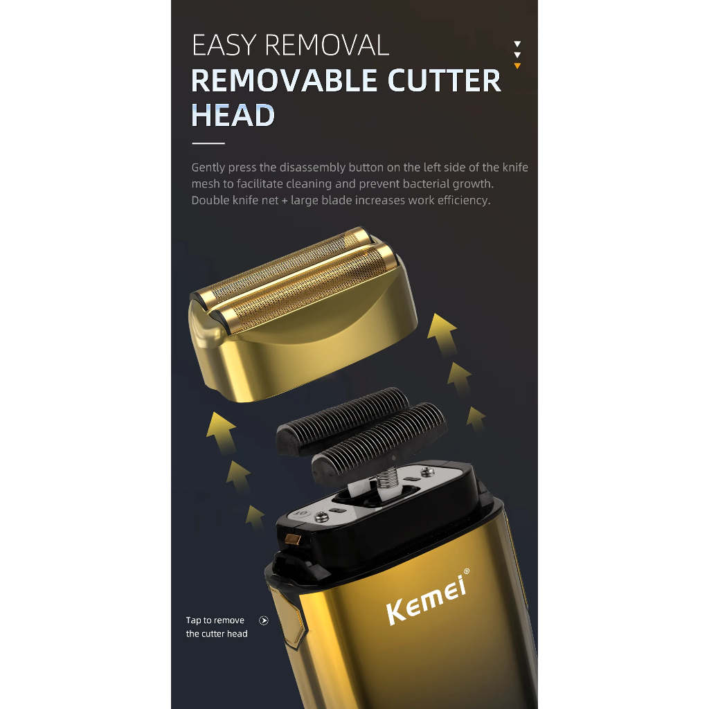 Máy cạo râu điện KEMEI không dây sạc USB màn hình LCD tiện dụng cho nam