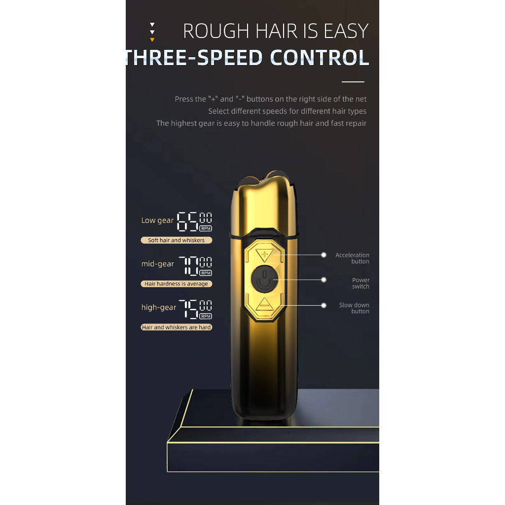 Máy cạo râu điện KEMEI không dây sạc USB màn hình LCD tiện dụng cho nam