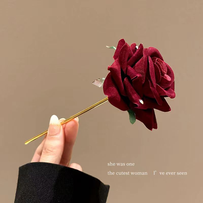 Trâm Cài Tóc Đính Hoa Hồng Tua Rua Phong Cách Cổ Điển Cho Cô Dâu