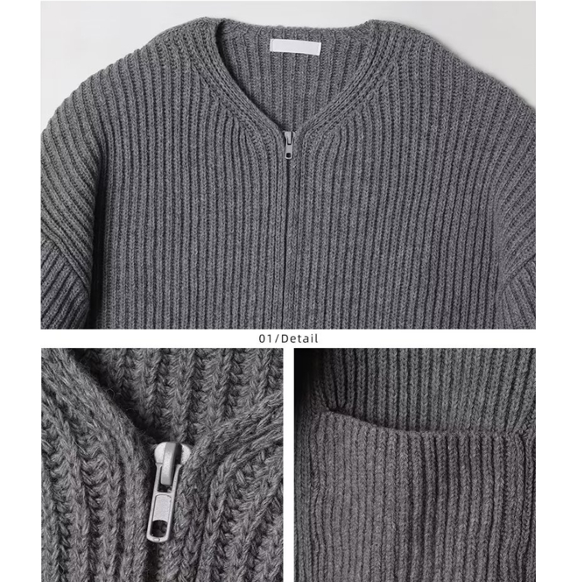 Áo Khoác cardigan Dệt Kim Dáng Rộng Màu Trơn Thời Trang Thu Đông Cho Nam