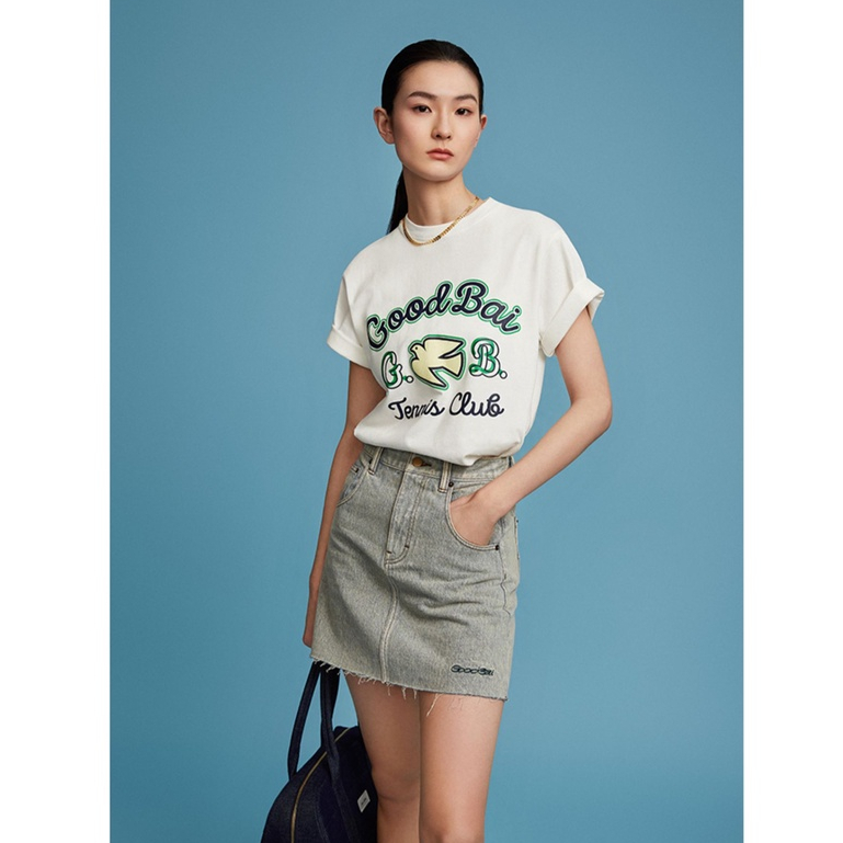 GOODBAI Trắng Bồ Câu In Hình Cotton Nguyên Chất Tay Ngắn Cặp Đôi Nam Nữ Cùng Phong Cách Áo Thun
