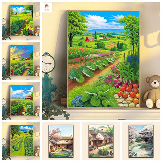 Da Tou-30*40cm/40*50cm-tranh tô màu theo số-tô tranh số hóa-tô tranh số hóa--tranh tô màu theo số theo yêu cầu--tranh số hóa--tranh tô màu theo số phong cảnh*Bộ Tranh Sơn Dầu Tự Tô Màu Phong Cách Đồng Quê Đẹp Mắt Cao Cấp Tự Tô Màu diy