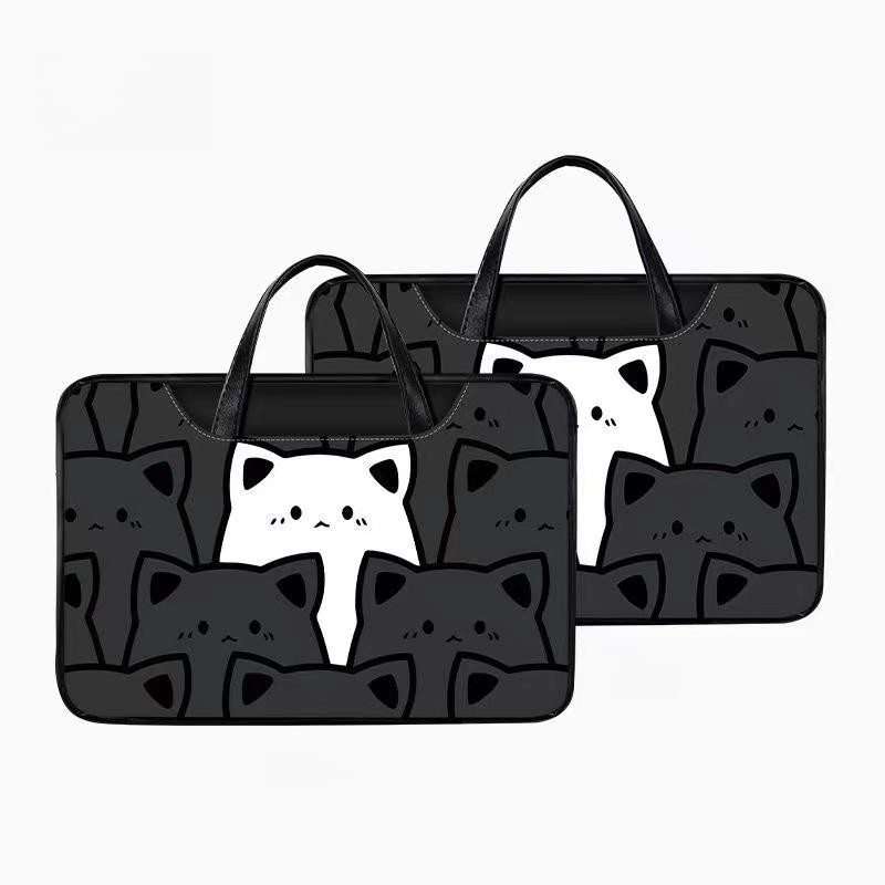 PU Waterproof Computer bag CARTOON CAT laptop bag 16 15 12 13.3inch 14 15.6 inches plus velvet Briefcase