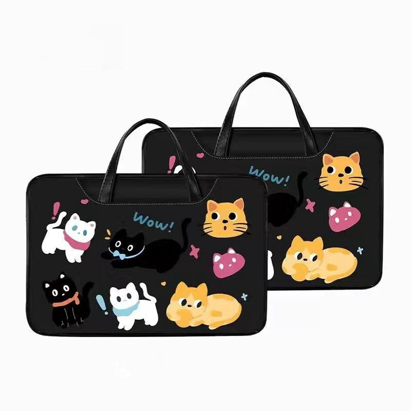 PU Waterproof Computer bag CARTOON CAT laptop bag 16 15 12 13.3inch 14 15.6 inches plus velvet Briefcase