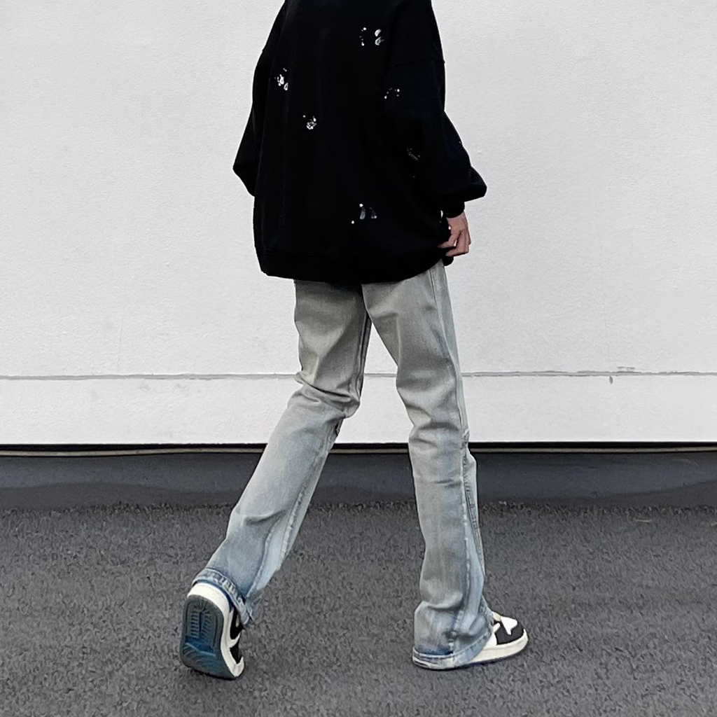 Quần ống loe jean phong cách Hàn Quốc quần jean ôm lưng cao unisex  quần jean đen nam denim Cao Cấp skinny jean nam