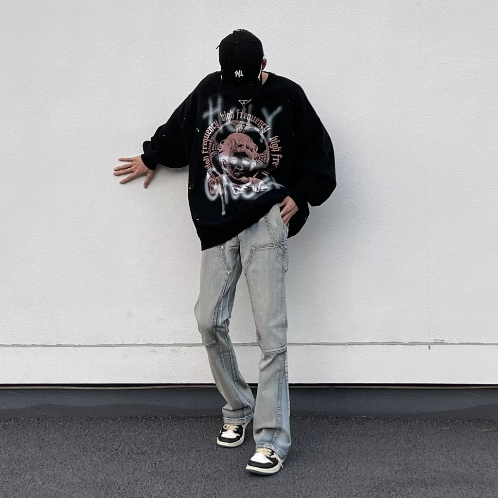 Quần ống loe jean phong cách Hàn Quốc quần jean ôm lưng cao unisex  quần jean đen nam denim Cao Cấp skinny jean nam