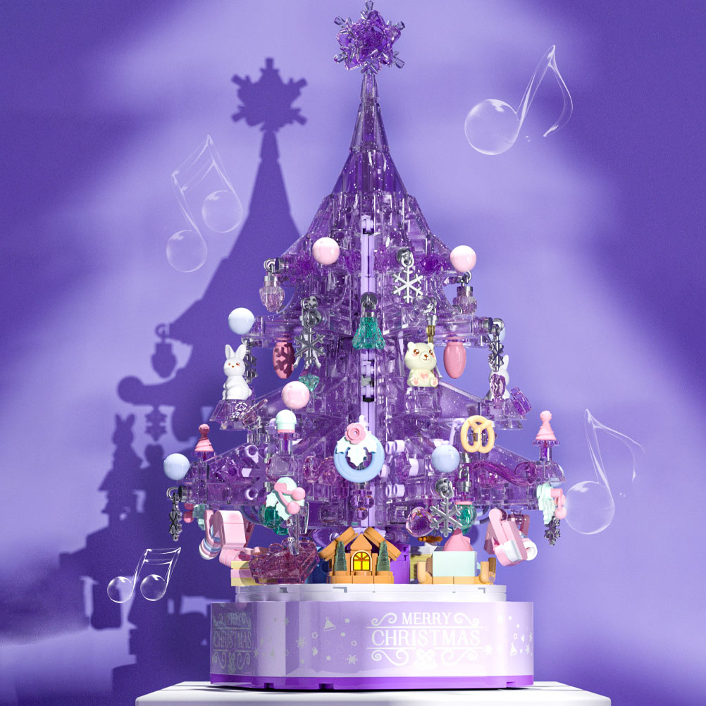 Bộ 729 Khối Xếp Hình Cây Thông Giáng Sinh Màu Tím Độc Đáo Cho Bé Và Người Lớn diy