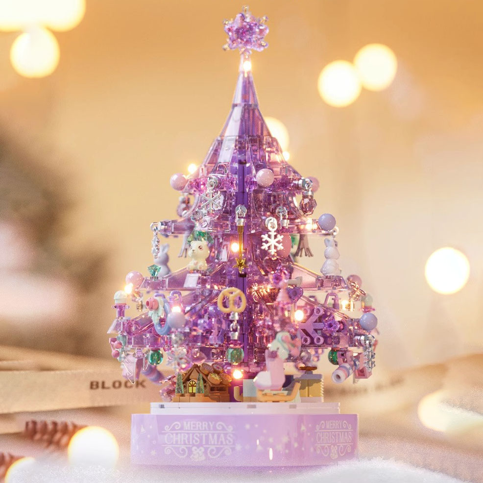 Bộ 729 Khối Xếp Hình Cây Thông Giáng Sinh Màu Tím Độc Đáo Cho Bé Và Người Lớn diy