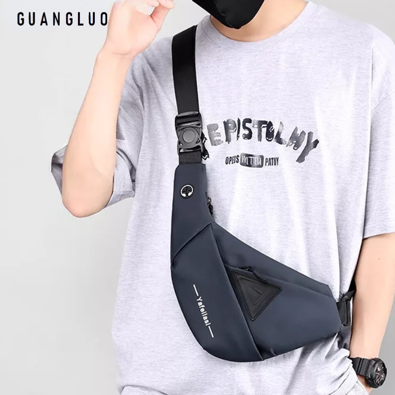guangluo Túi Đeo Chéo Ngực Bằng nylon Màu Trơn Chống Nước Sức Chứa Lớn Hợp Thời Trang