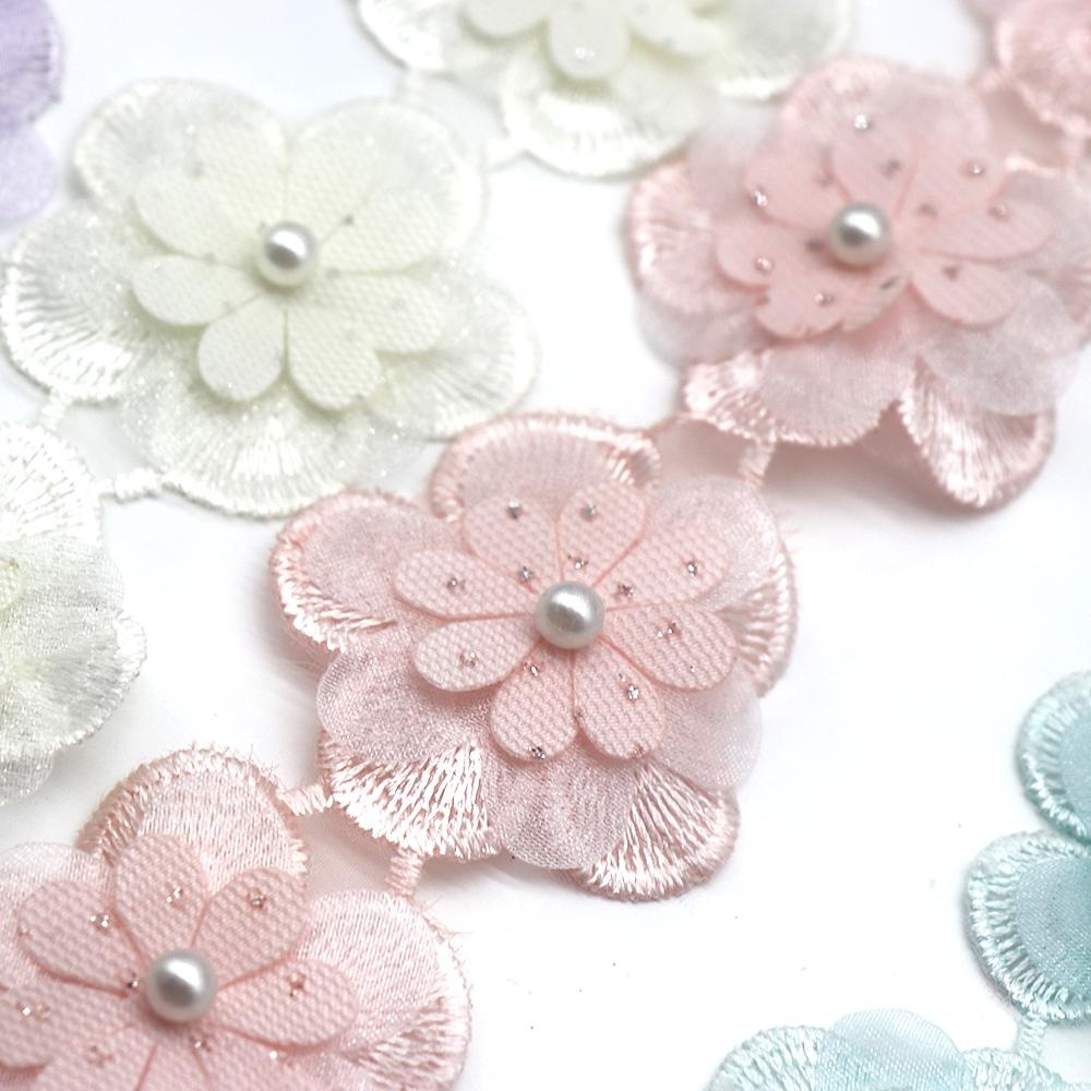 Set 10 Dải Ren Hoa Đính Ngọc Trai Giả Dùng Để Trang Trí Váy Cưới